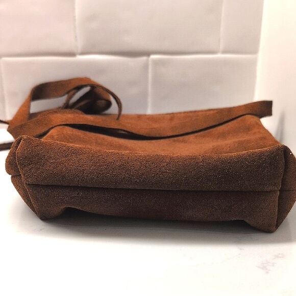 Brown Suede Crossbody Bag with Southwest Patterned Detail Hippie Boho Country - Picture 5 of 7